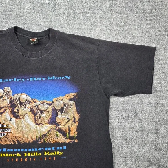 Harley Davidson T Shirt Mens XL Black 1995 Sturgis Black Hills Rally Vintage Tee - Picture 5 of 16